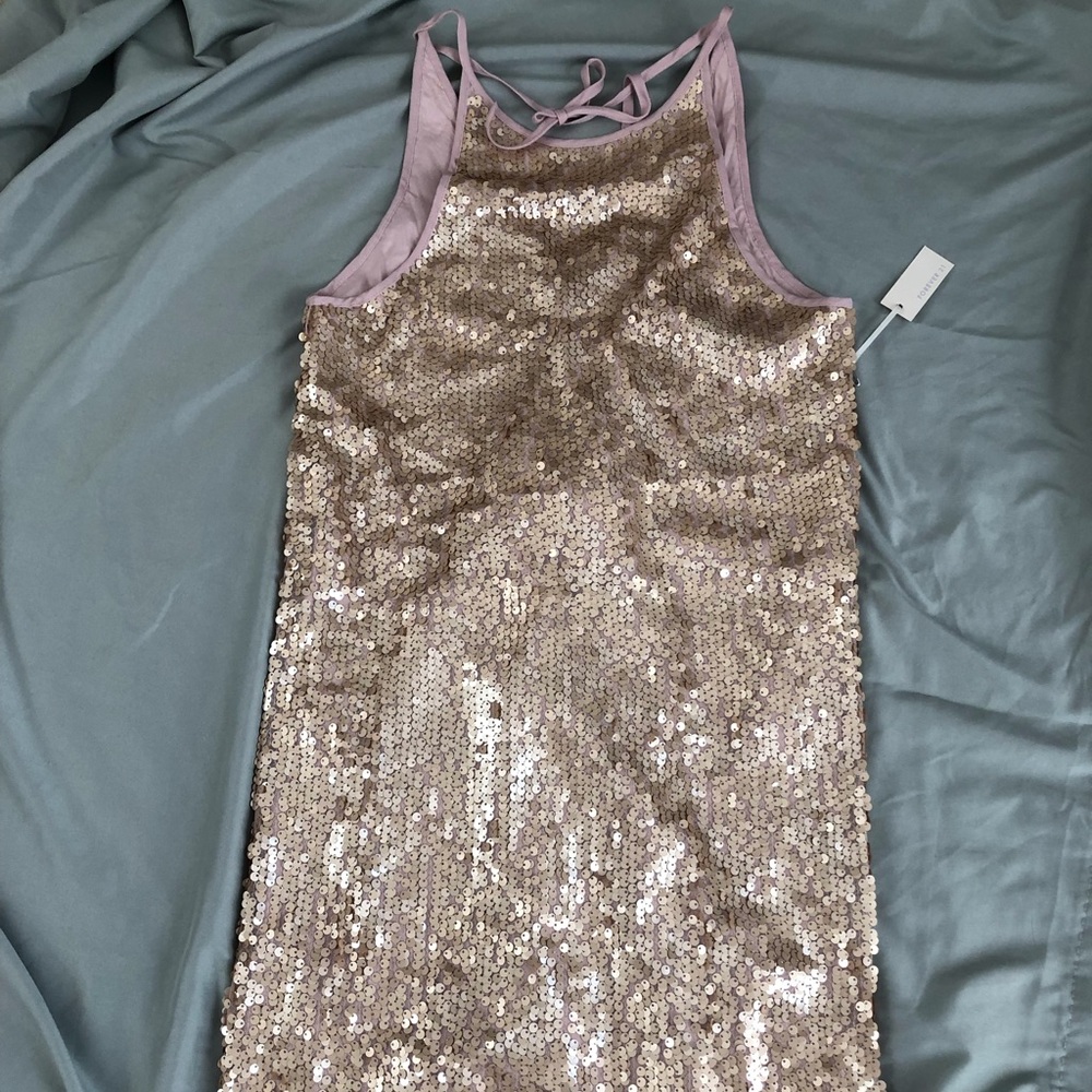NWT Forever 21 champagne halter sequins dress S